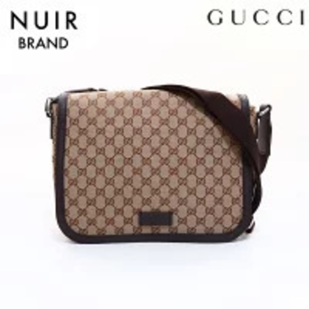 Gucci GG Canvas Messenger Shoulder Bag Beige